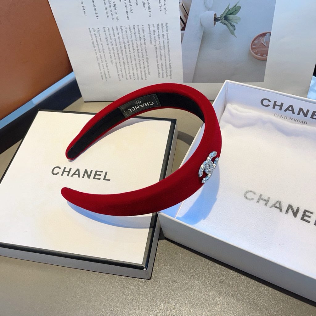 CHANEL シャネル ヘアバンド 本革 シルク 通勤 通学 ブラック レッド - 画像 8