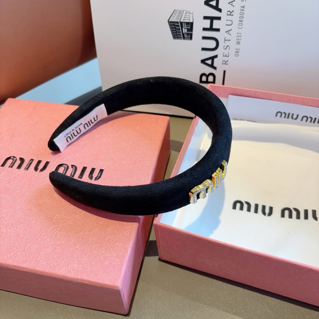MIU MIU ミウ ヘアバンド ミュウミュウ ブラック ベージュ - 画像 8