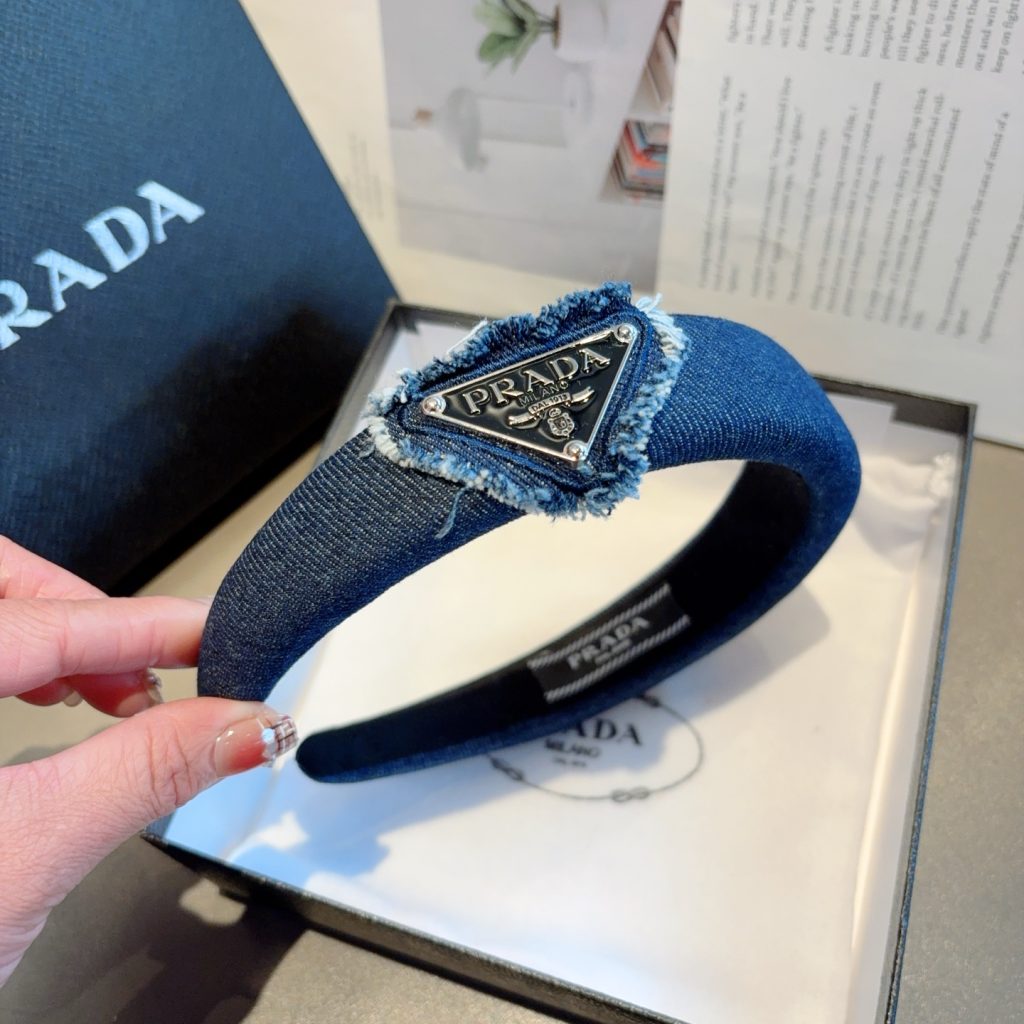 PRADA プラダ デニムヘアバンド ファッション ブランド 限定 ブラック - 画像 6