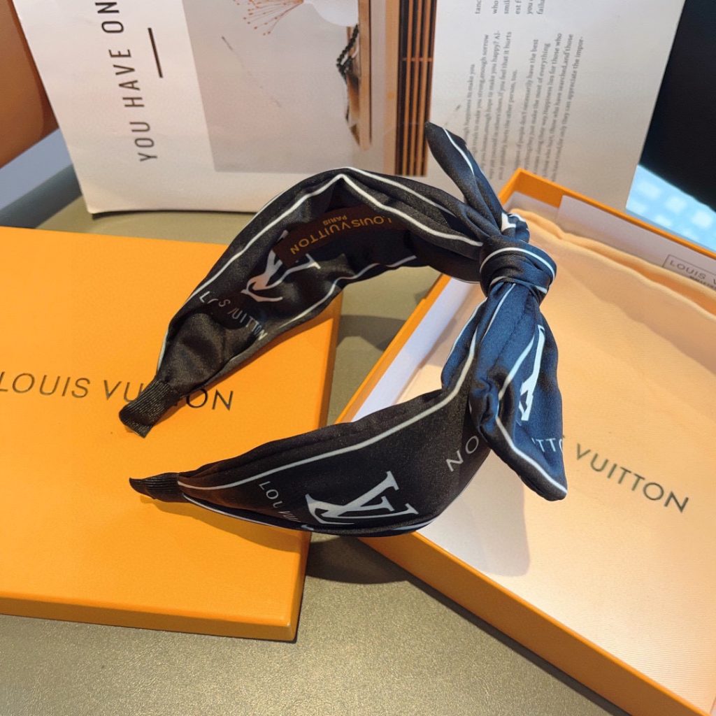 LOUIS VUITTON ルイヴィトン ヘアバンド ロゴ バンド シルク ブラック 全2色 - 画像 7