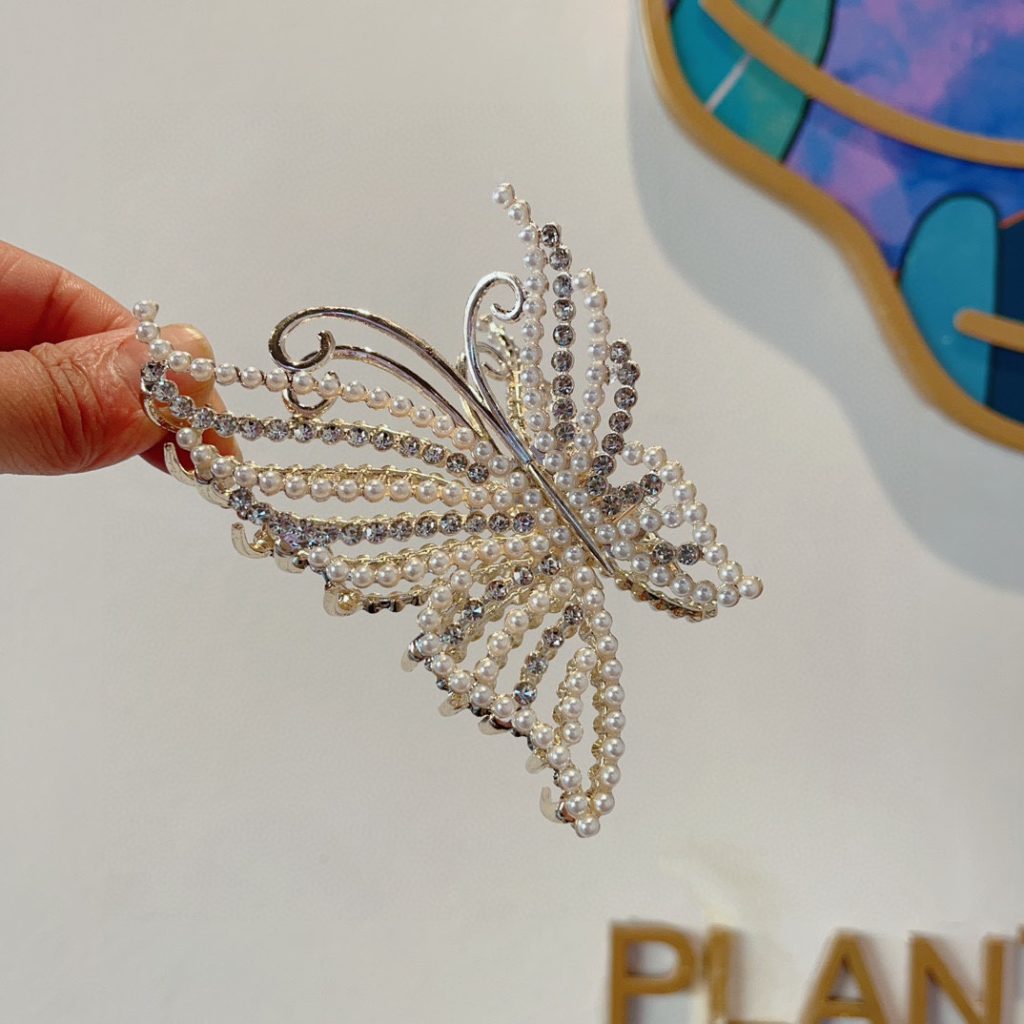PLAN プラン フラワーヘアクリップ フェザーデザイン ブラック - 画像 3