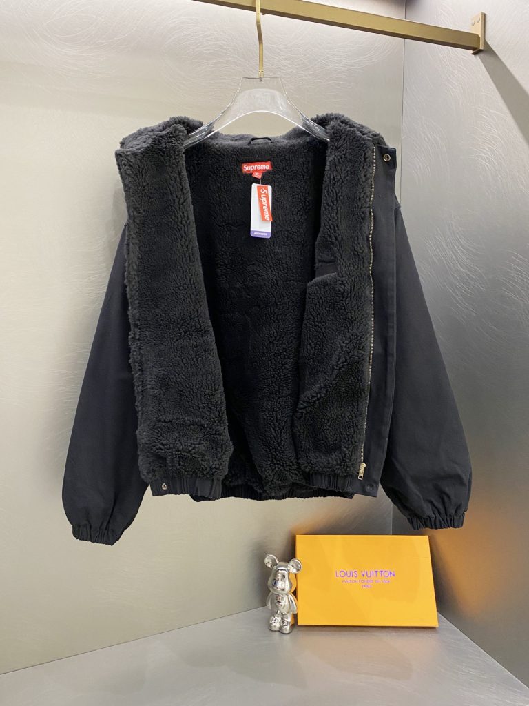 Supreme スュプリーム フーディー ファー付き デニムジャケット ブラック ベージュ 全2色 - 画像 5