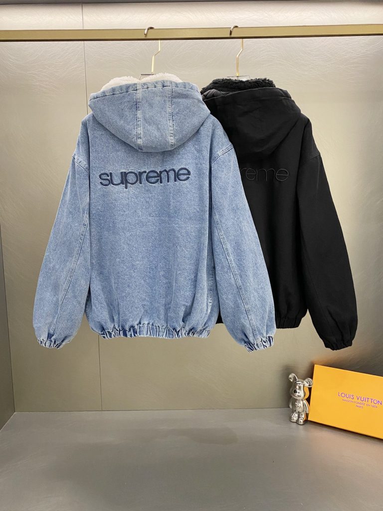 Supreme スュプリーム フーディー ファー付き デニムジャケット ブラック ベージュ 全2色 - 画像 7