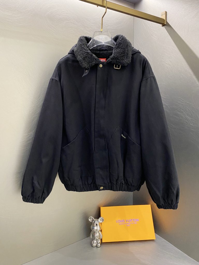 Supreme スュプリーム フーディー ファー付き デニムジャケット ブラック ベージュ 全2色 - 画像 8