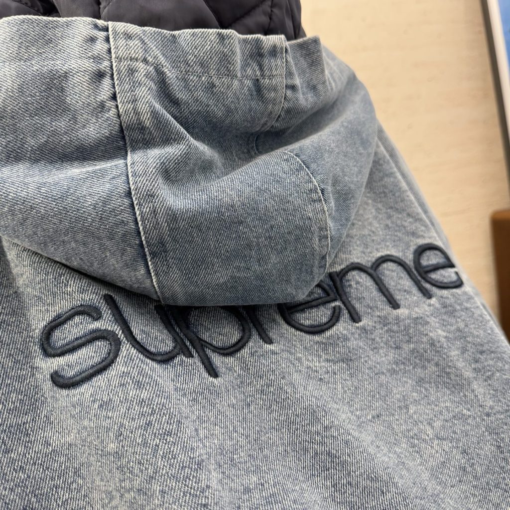 SUPREME スプリーム デニムジャケット 本革 フード付き 保温 全2色 - 画像 8