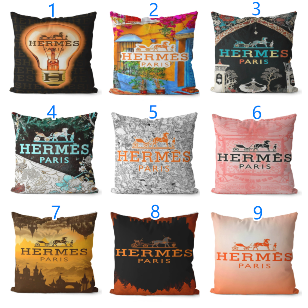 HERMES　エルメス　クッションカバー　アーティスティッククッション　おしゃれクッションカバー　リネンベルベット　9種