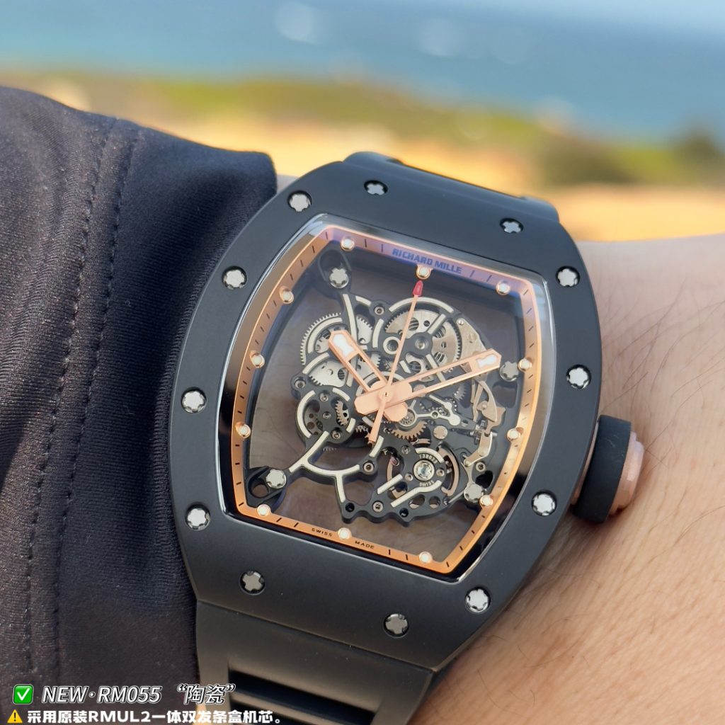 RICHARD MILLE リチャードミラー メンズ腕時計 真飛輪 本革 軽量 ブラック - 画像 8