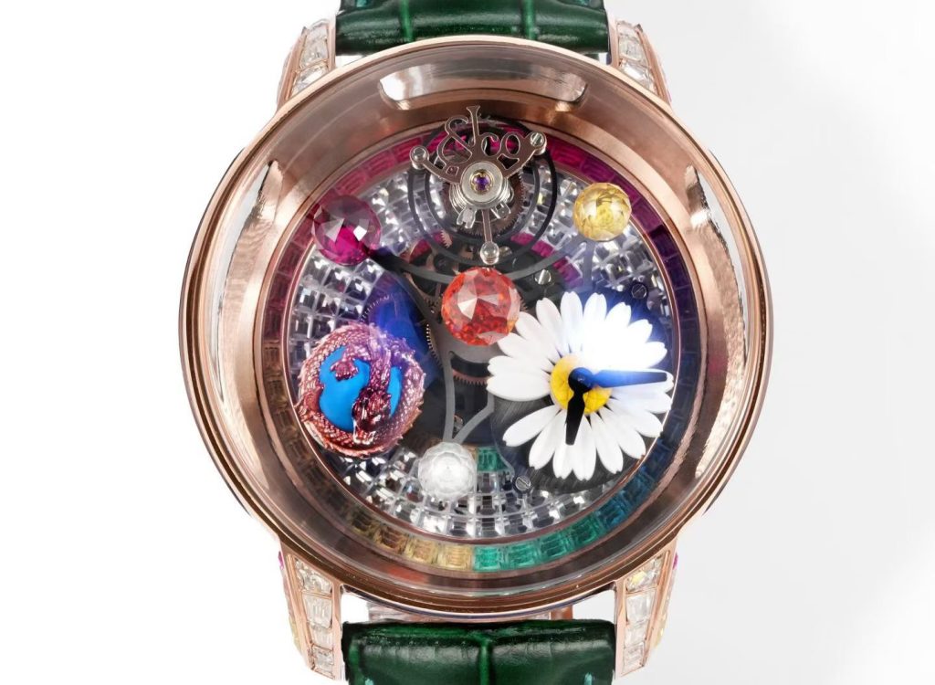 JACOB&CO ジェイコブ メンズ 腕時計 フライト陀飛輪 ダイアモンド レザーベルト グリーン - 画像 5
