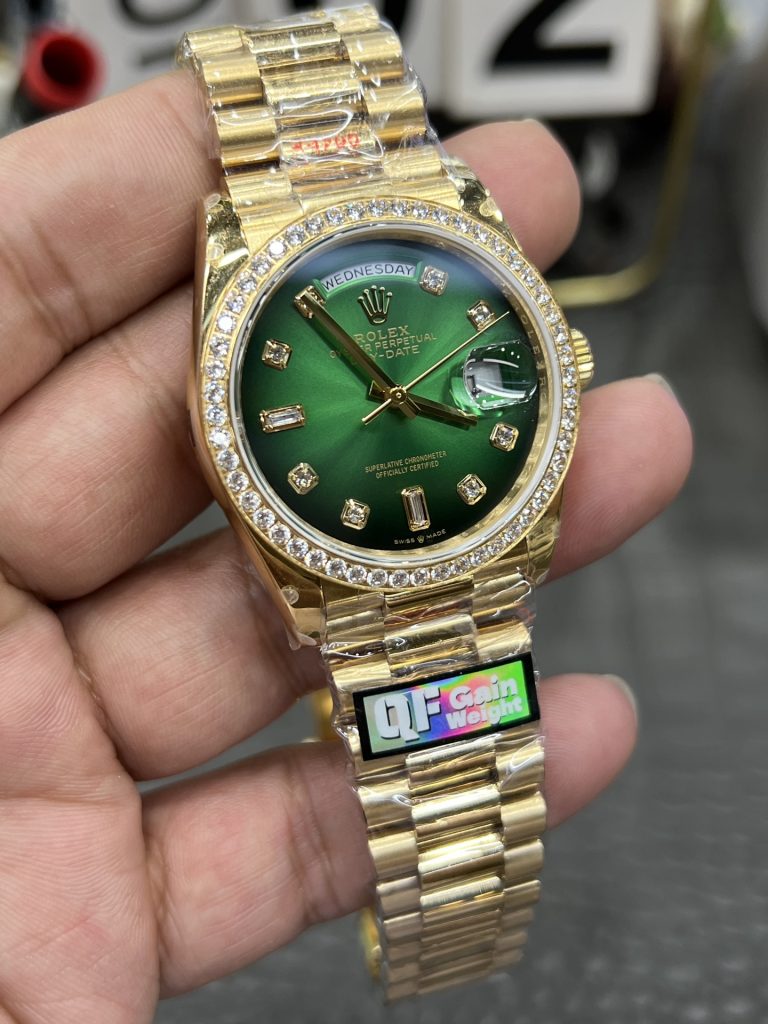ROLEX ロレックス 星期日型 腕時計 メンズ 自動巻き 機械式 36mm 煙燻緑 ダイヤル インデックス 157g 重し付き - 画像 3