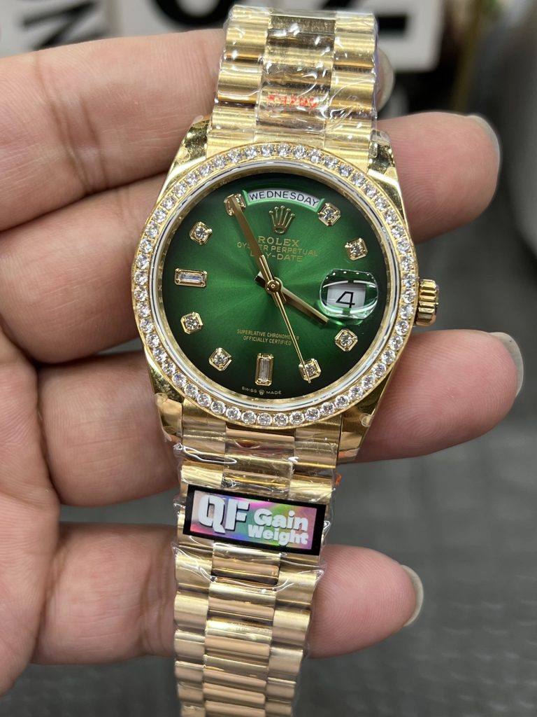 ROLEX ロレックス 星期日型 腕時計 メンズ 自動巻き 機械式 36mm 煙燻緑 ダイヤル インデックス 157g 重し付き - 画像 4