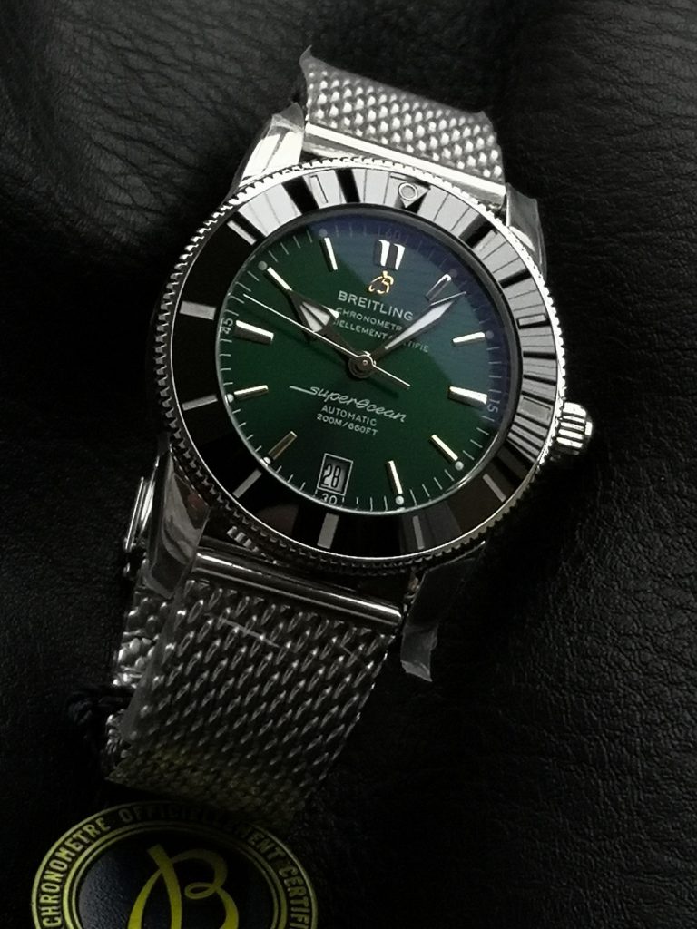 BREITLING ブライトリング スーパーオーシャン 腕時計 メンズ 自動巻き 機械式 メッシュバンド グリーン - 画像 4