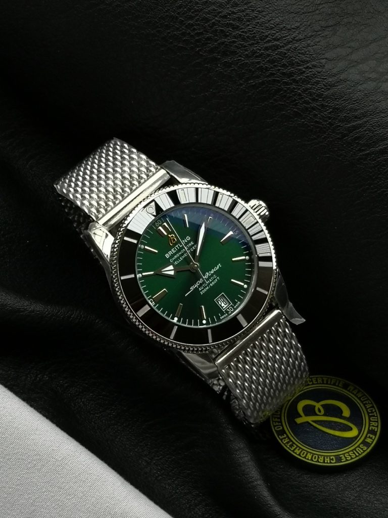 BREITLING ブライトリング スーパーオーシャン 腕時計 メンズ 自動巻き 機械式 メッシュバンド グリーン - 画像 5