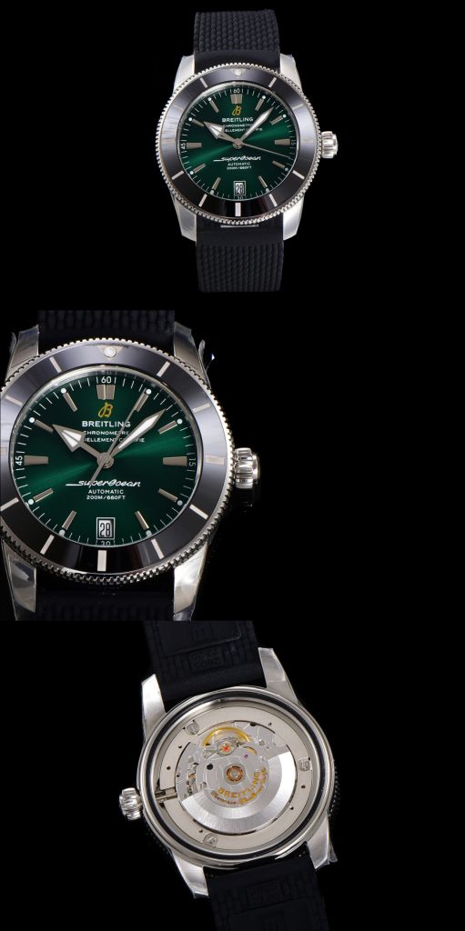 BREITLING ブライトリング スーパーオーシャン 腕時計 メンズ 自動巻き 機械式 シルバーベルト ブラック ブルー グリーン - 画像 3