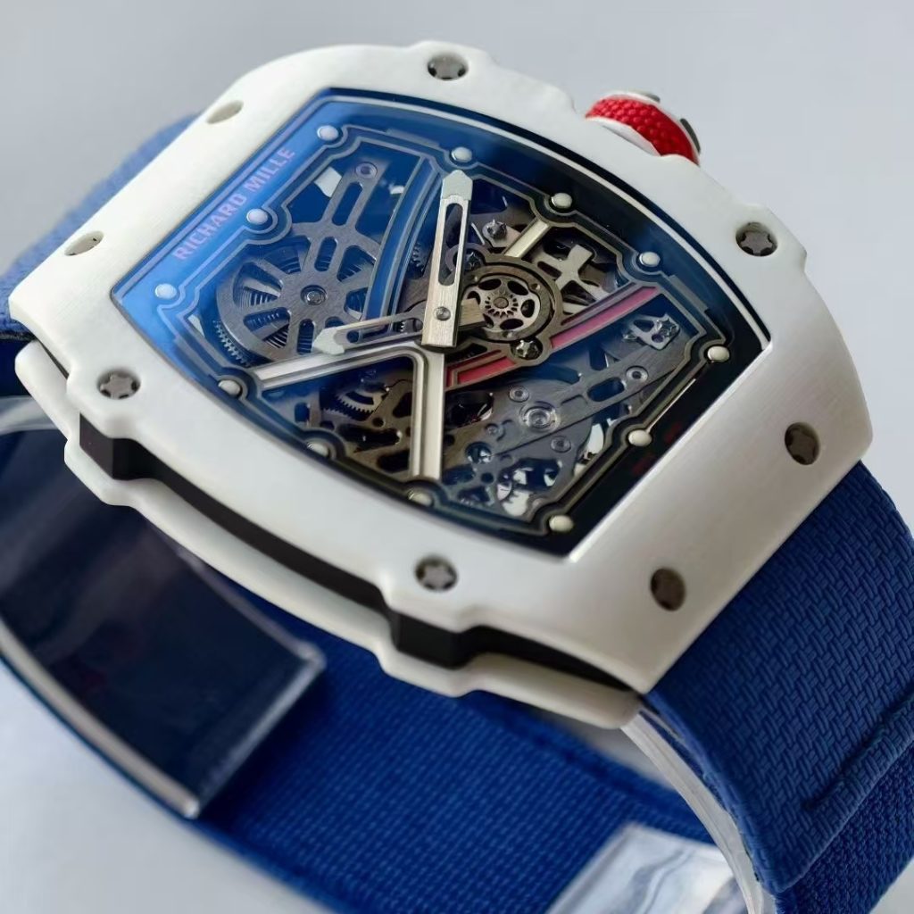 RICHARD MILLE リチャードミル 腕時計 メンズ 自動巻き 軽量 耐衝撃 ホワイト ブルー - 画像 4