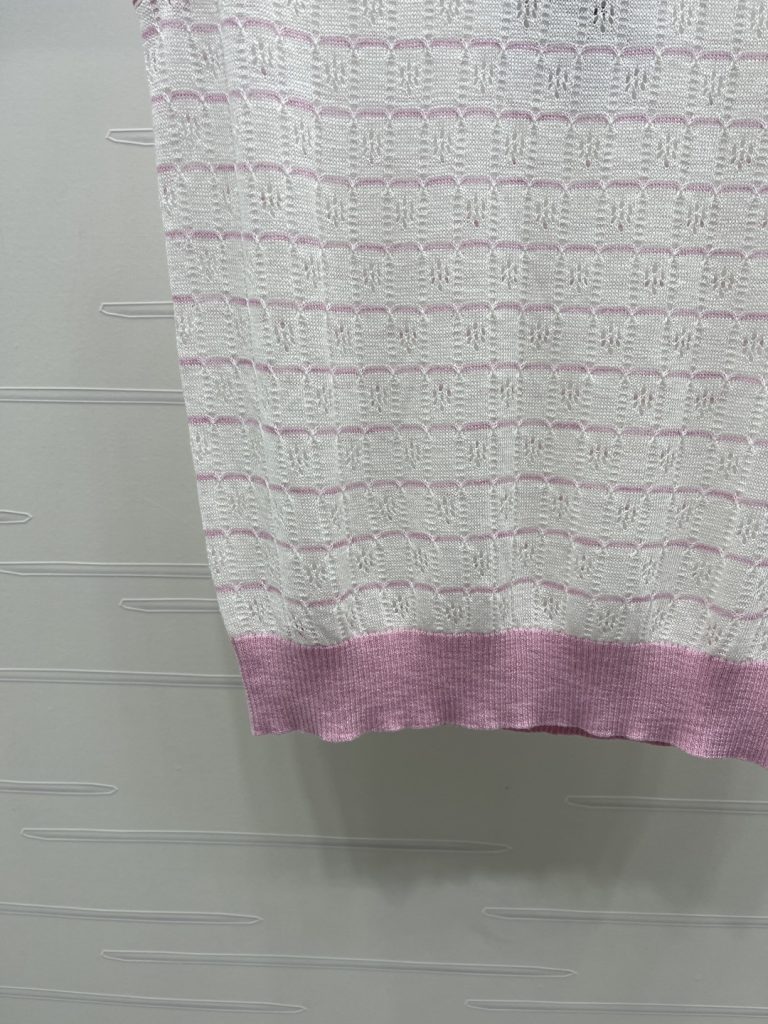 CHANEL シャネル ニット レディース ロング丈 綿混 コットン ピンク ホワイト - 画像 6