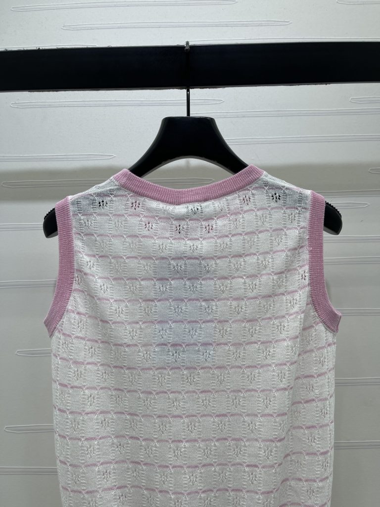 CHANEL シャネル ニット レディース ロング丈 綿混 コットン ピンク ホワイト - 画像 8