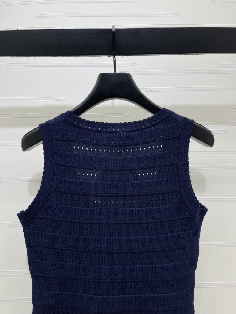 CHANEL シャネル ノースリーブワンピース レディース ニット デザインロゴ シルバー ブラック 全3色 - 画像 8