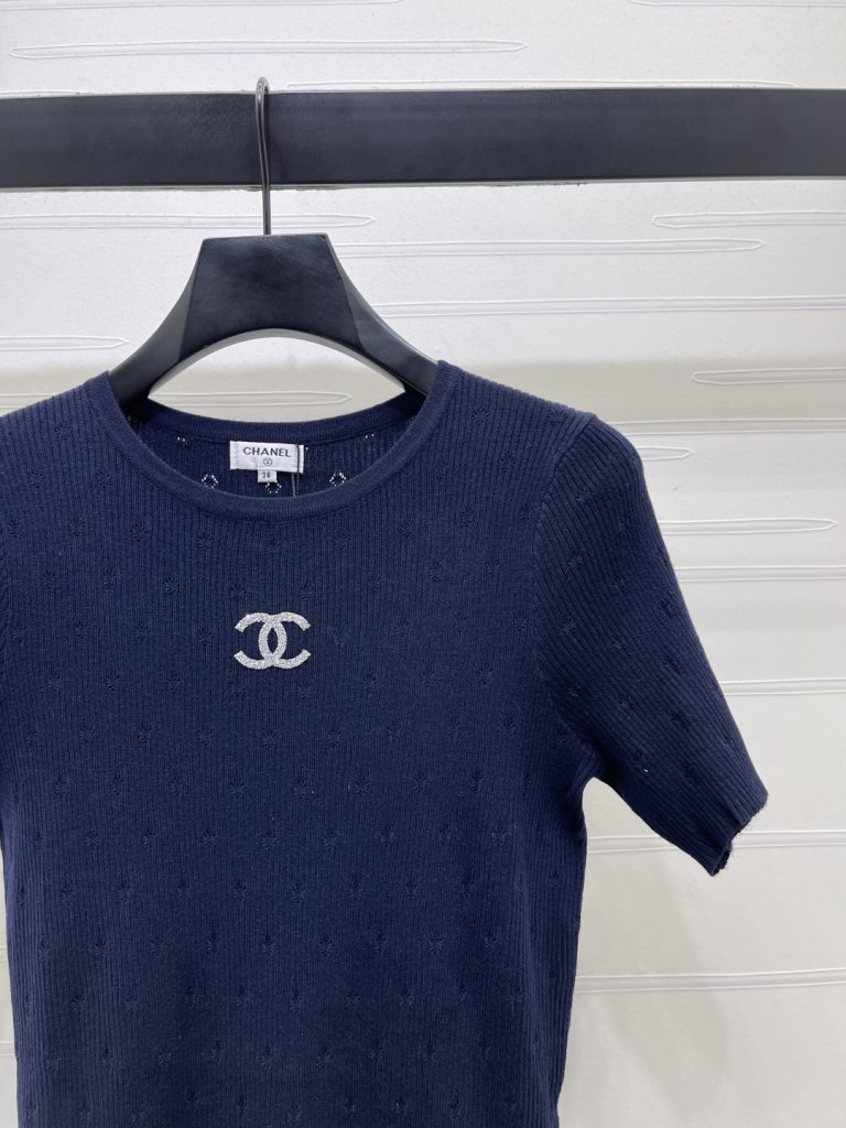 CHANEL シャネル ニット Tシャツ レディース 通気性 伸縮性 ロング丈 ブラック ホワイト - 画像 2