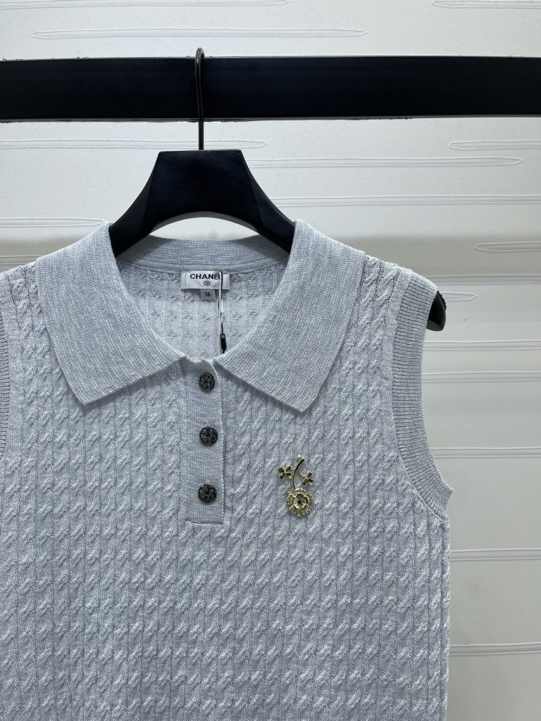 CHANEL シャネル ニット ポロネック セーター レディース インポート素材 ファッション グレー - 画像 2
