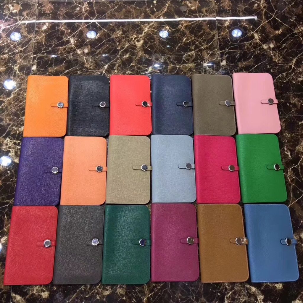 エルメス人気のドゴンデュオ　二つ折り長財布　シルバー　Hermes　財布　18色　取り外しコインポーチ　シルバー金具 - 画像 2