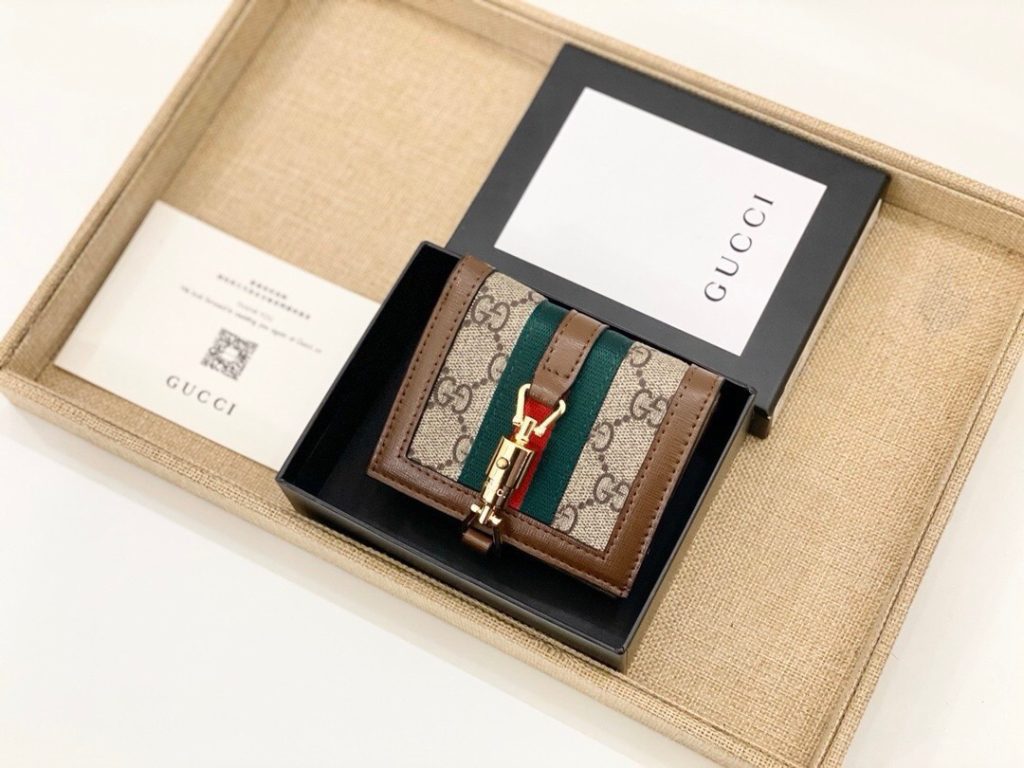 GUCCI グッチ 折り財布 グッチ柄 コンパクト カードケース チェーン ブラウン - 画像 8