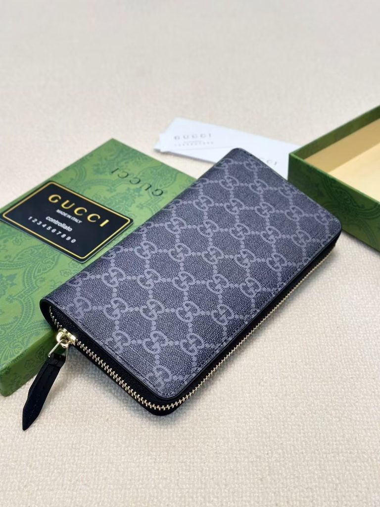 GUCCI グッチ グッチ ロングジップ財布 ブラック ブラウン 全2色 - 画像 4