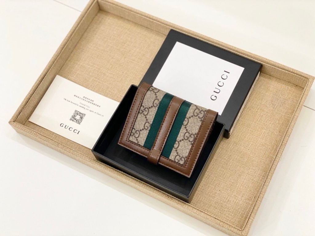 GUCCI グッチ 財布 コンパクト 折り財布 本革仕様 カード収納 ブラウン - 画像 5