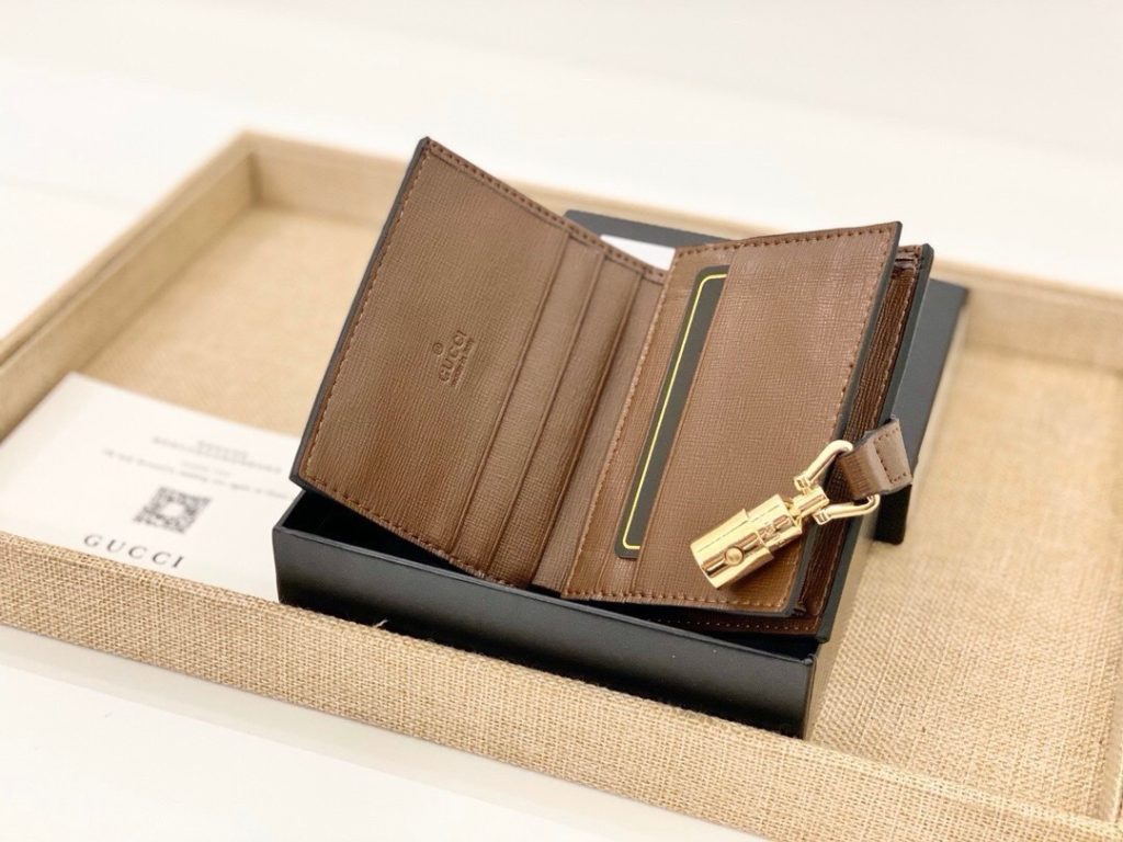 GUCCI グッチ 財布 コンパクト 折り財布 本革仕様 カード収納 ブラウン - 画像 6