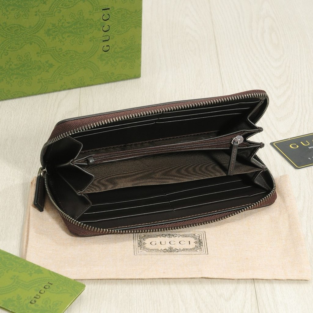 GUCCI グッチ ロングジップ長財布 ブラック ベージュ 21x11cm - 画像 7