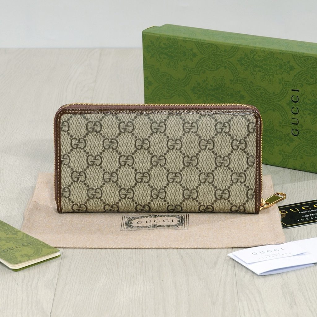GUCCI グッチ グッチ ロングジップ长財布 ブラウン 黒 - 画像 2