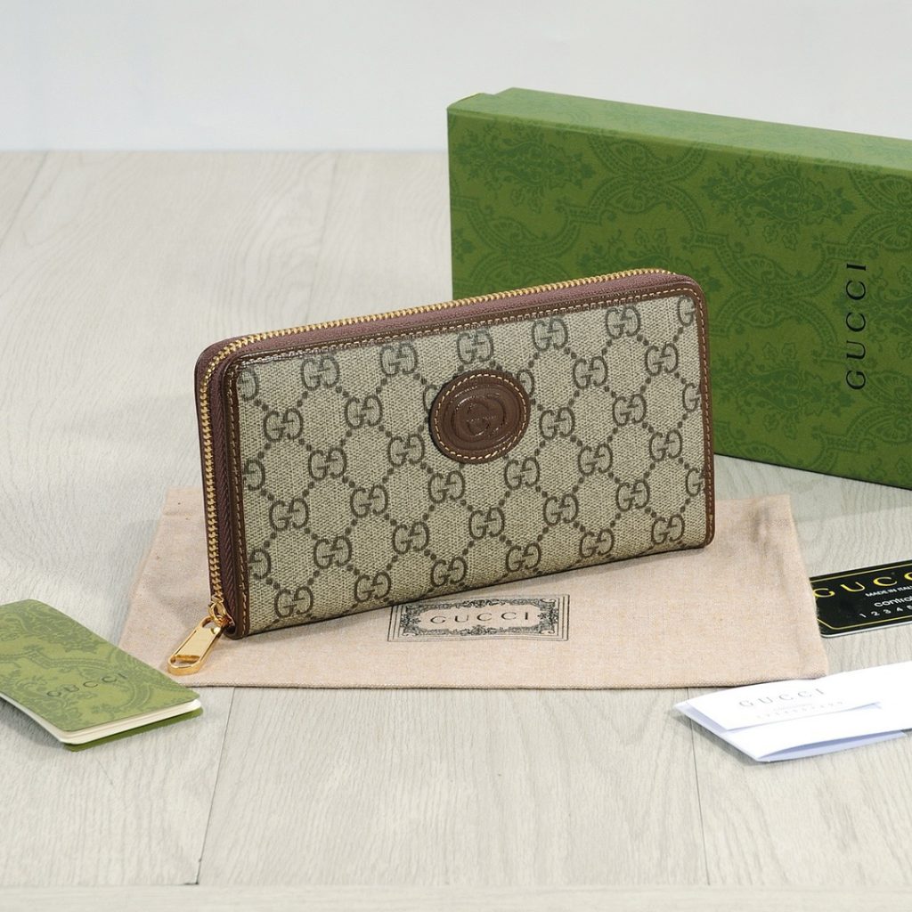 GUCCI グッチ グッチ ロングジップ长財布 ブラウン 黒 - 画像 3