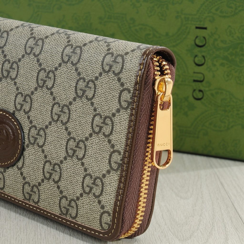 GUCCI グッチ グッチ ロングジップ长財布 ブラウン 黒 - 画像 6