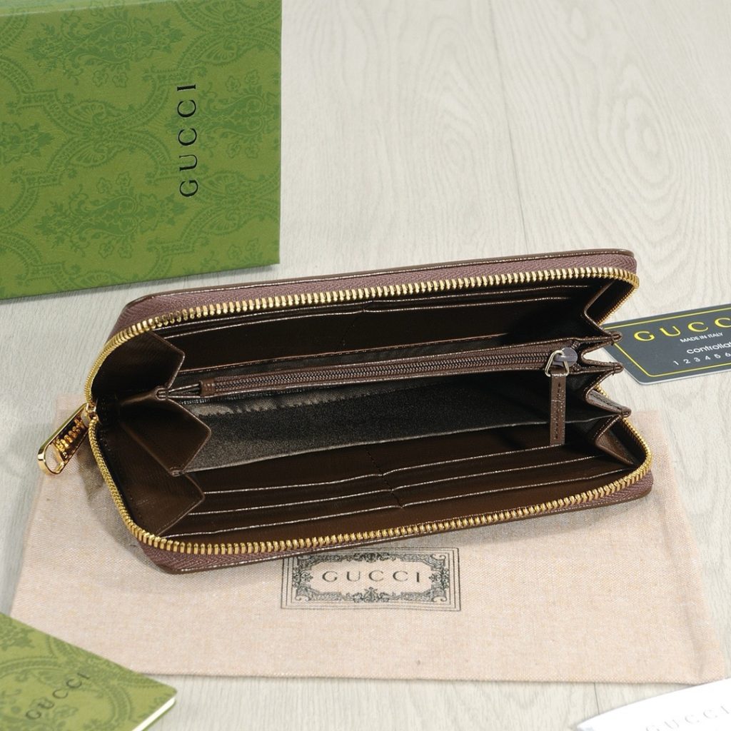 GUCCI グッチ グッチ ロングジップ长財布 ブラウン 黒 - 画像 8