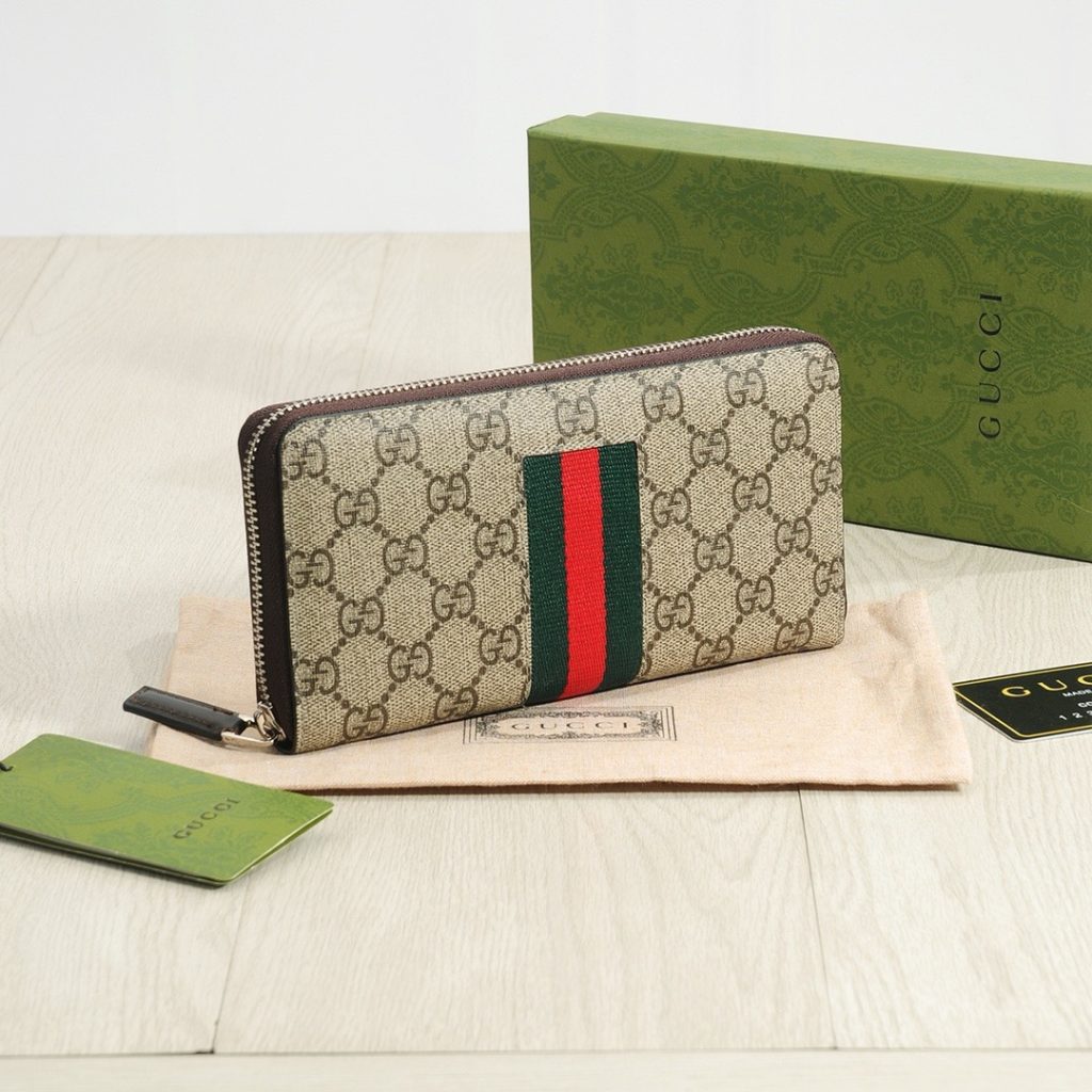 GUCCI グッチ グッチプリント ロングジップウォレット 黒 咖 ブラウン 21x11cm - 画像 3