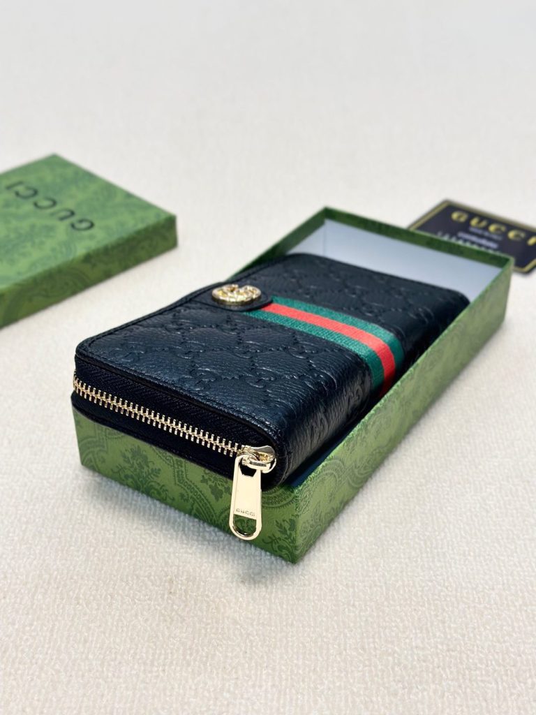 GUCCI グッチ ロングウォレット 本革 ロングジップ財布 ブラック - 画像 2
