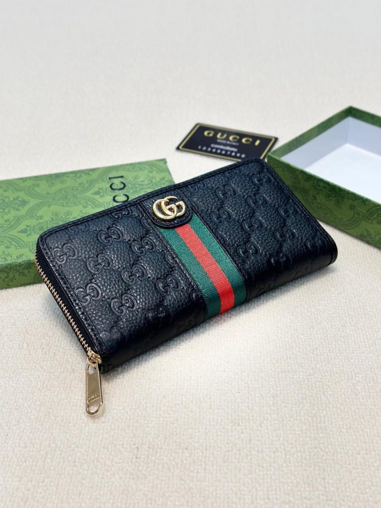 GUCCI グッチ ロングウォレット 本革 ロングジップ財布 ブラック - 画像 4