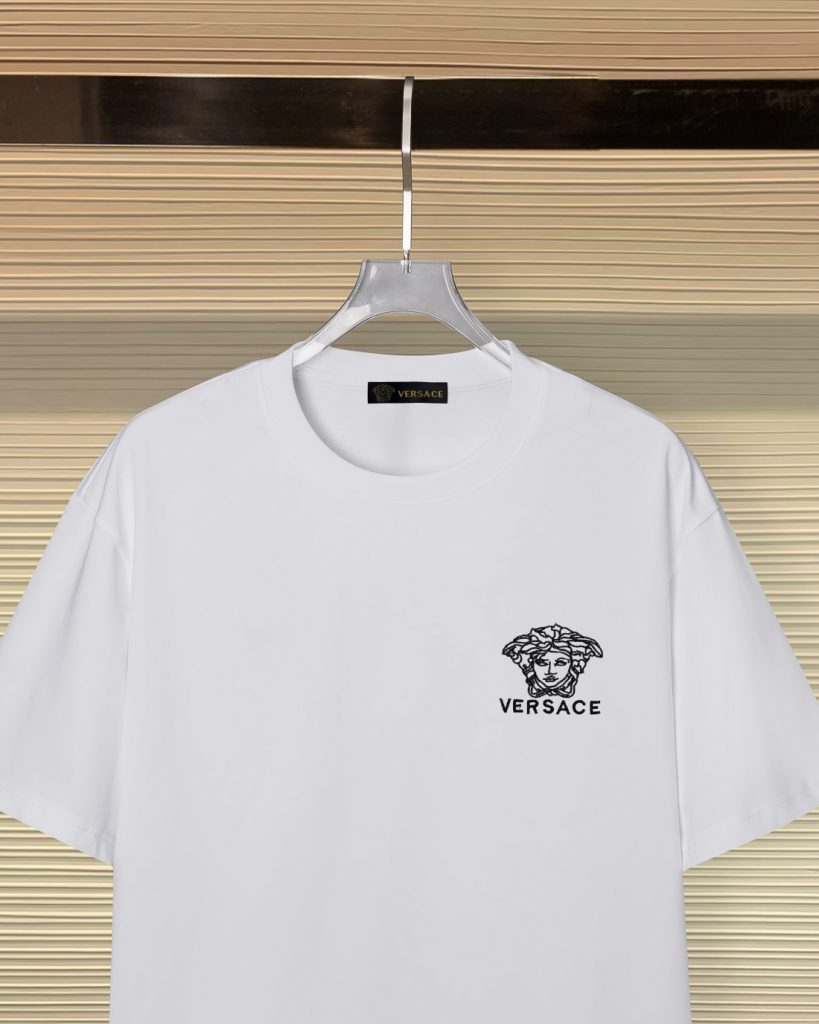 VERSACE ヴェルサーチ メデューサロゴ刺繍 Tシャツ 白 320gコットン 1:1ロゴ - 画像 3
