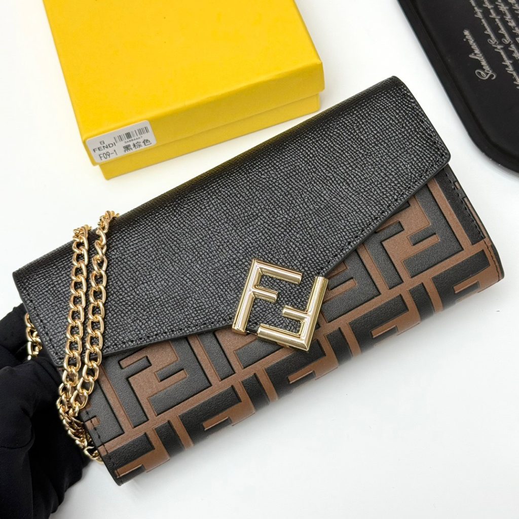 FENDI バッグコピー フェンディ ミニショルダーバッグ コピー 本革仕様 チェーン付き ブラックブラウン - 画像 2