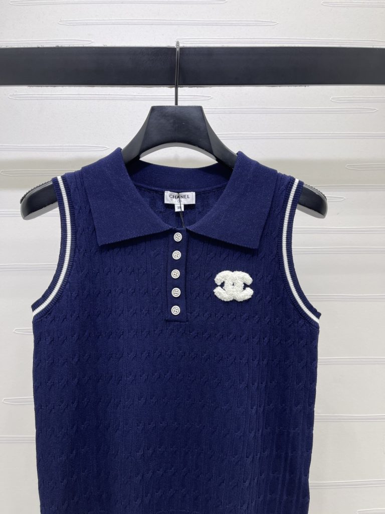 CHANEL ニット セーター コピー ポロネック インナー ニットベスト レディース ブルー - 画像 2