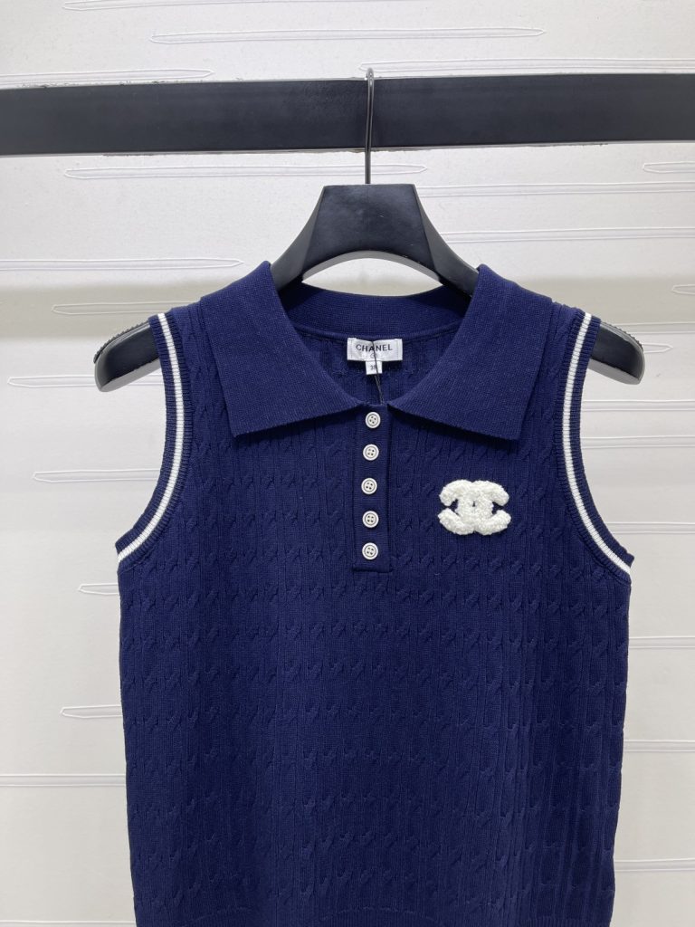 CHANEL ニット セーター コピー ポロネック インナー ニットベスト レディース ブルー - 画像 3