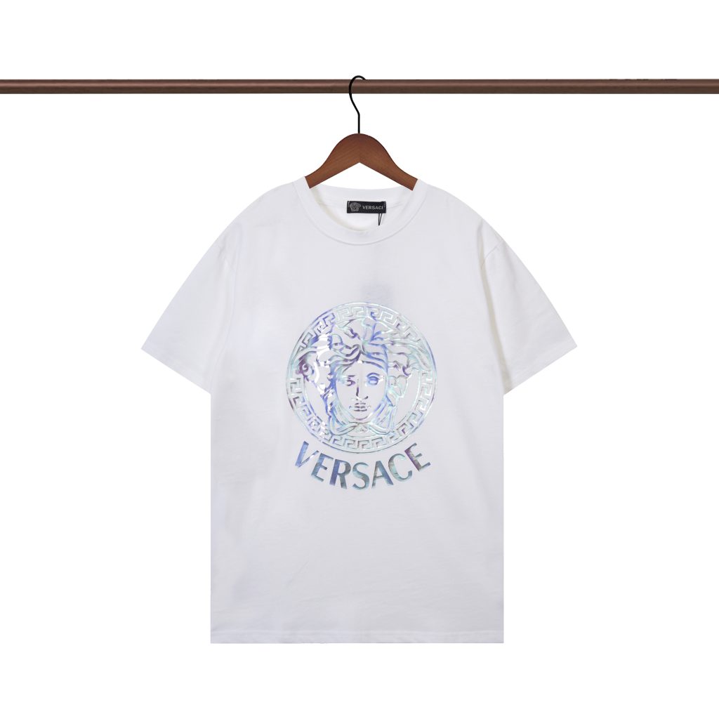 ヴェルサーチ　Tシャツ　半袖　ブラック　ホワイト　 Versace　プリントシャツ　クルーネック　メンズシャツ　T-shirt　2色 - 画像 3