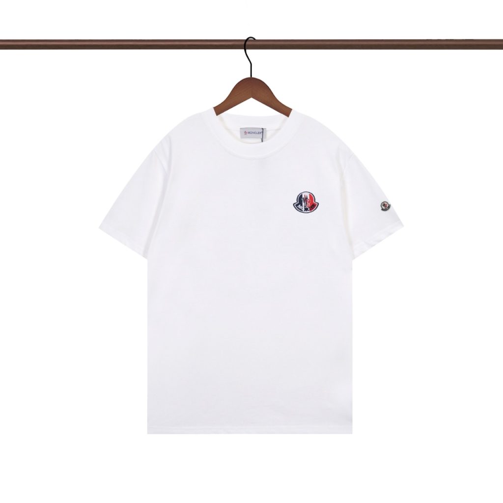 モンクレール　MONCLER　半袖シャツ　クルーネックシャツ　ブラック/ホワイト　男女兼用　カップルシャツ　刺繍　シンプル　 T-shirt　2色 - 画像 2