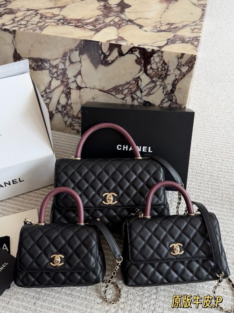 CHANEL ハンドル付きハンドバッグ 黒 2WAYチェーン レザー|買い物の日に素材感を予算内で見る - 商品画像 1