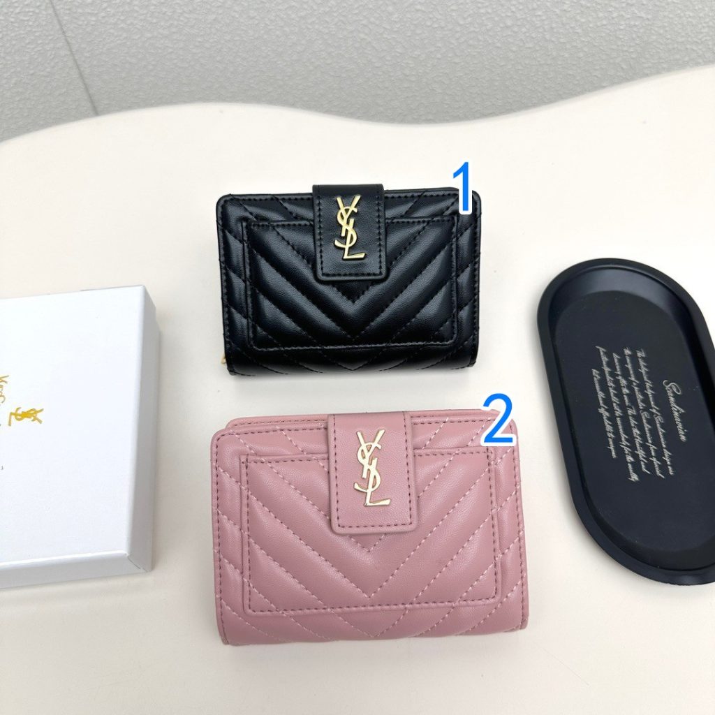 YSL イズナイアール 折り財布 ファスナー 黒 ピンク 全2色 財布・小物｜旅行の日にカード収納を写真からチェック - 商品画像 1