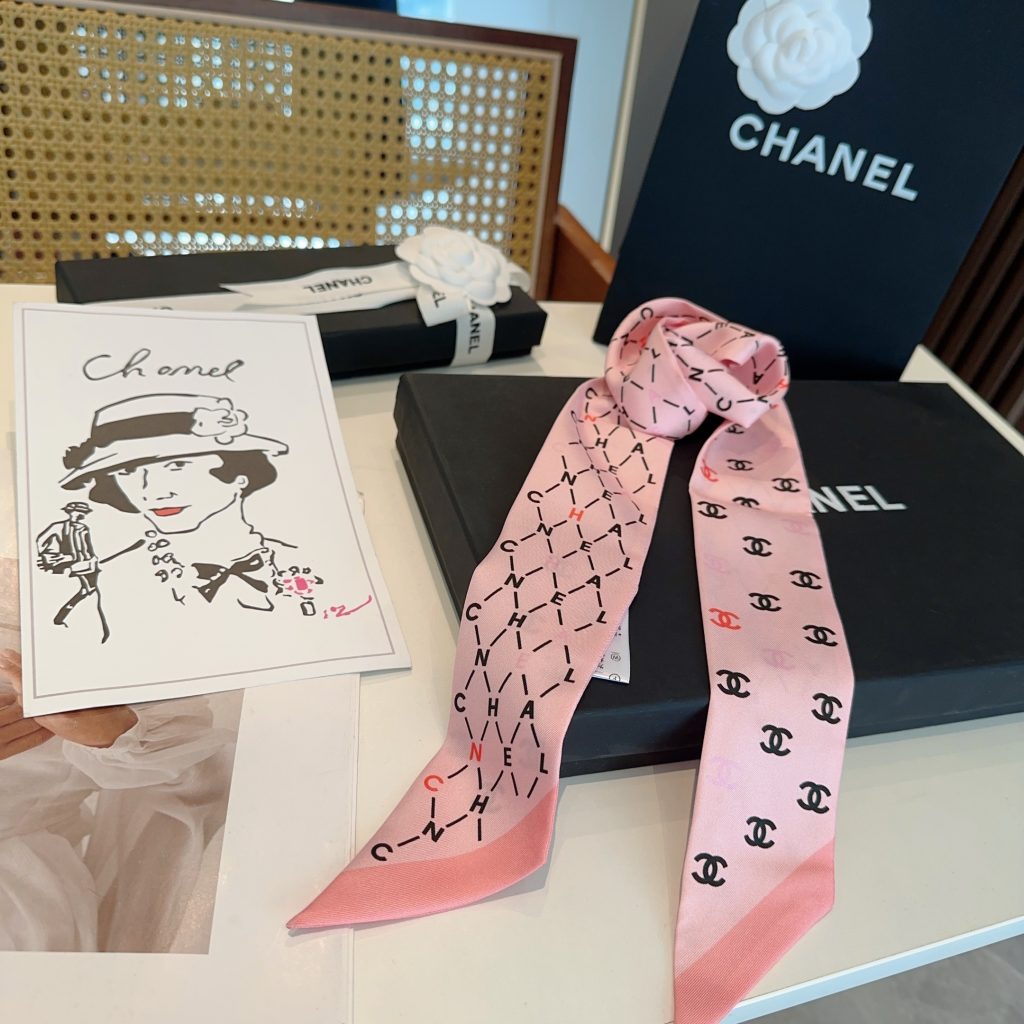 お洒落　シャネル　CHANEL　合わせやすい　細長スカーフ　ツイリー　レディース　バッグ用スカーフ　ココマーク　多用途　3色 - 画像 4