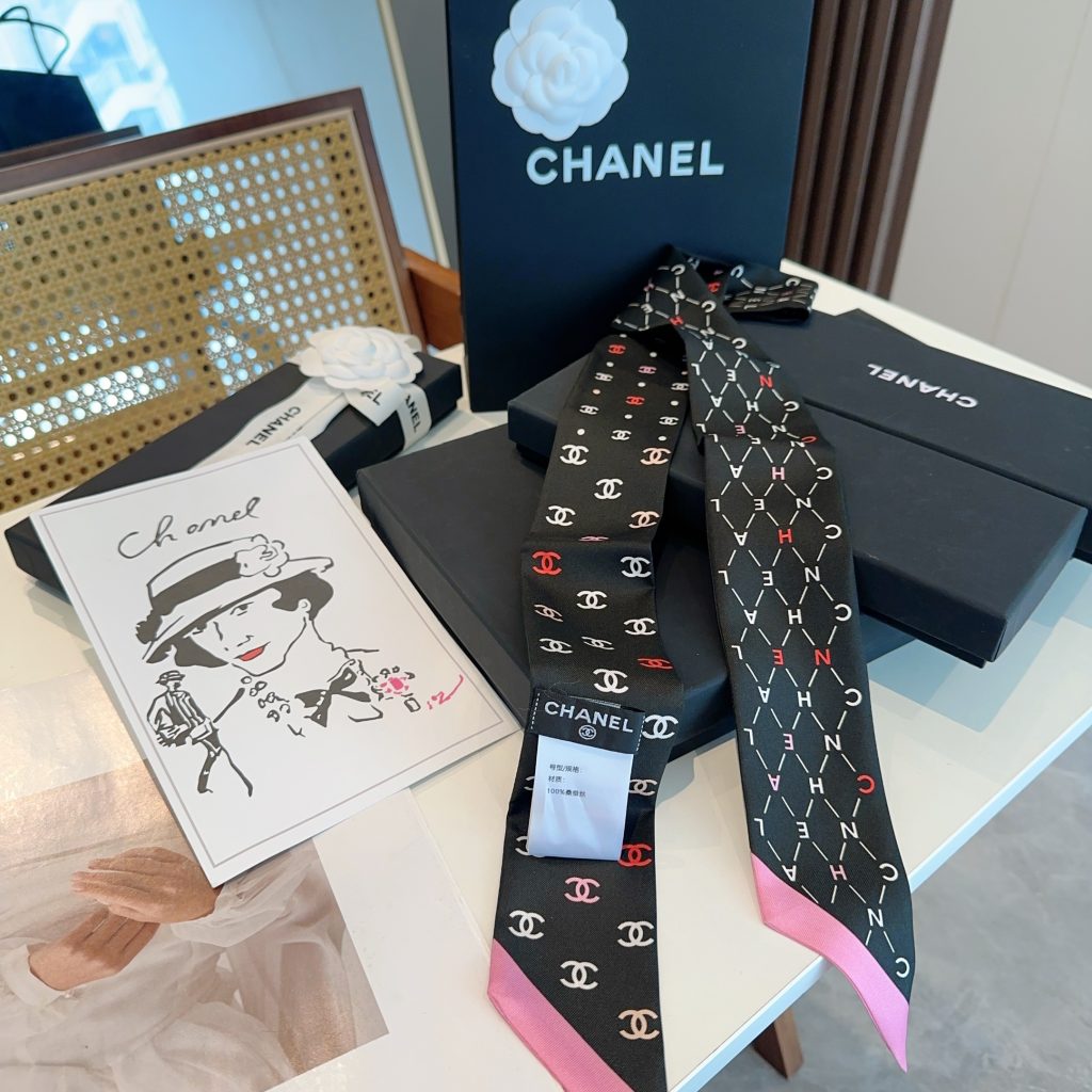 お洒落　シャネル　CHANEL　合わせやすい　細長スカーフ　ツイリー　レディース　バッグ用スカーフ　ココマーク　多用途　3色 - 画像 6