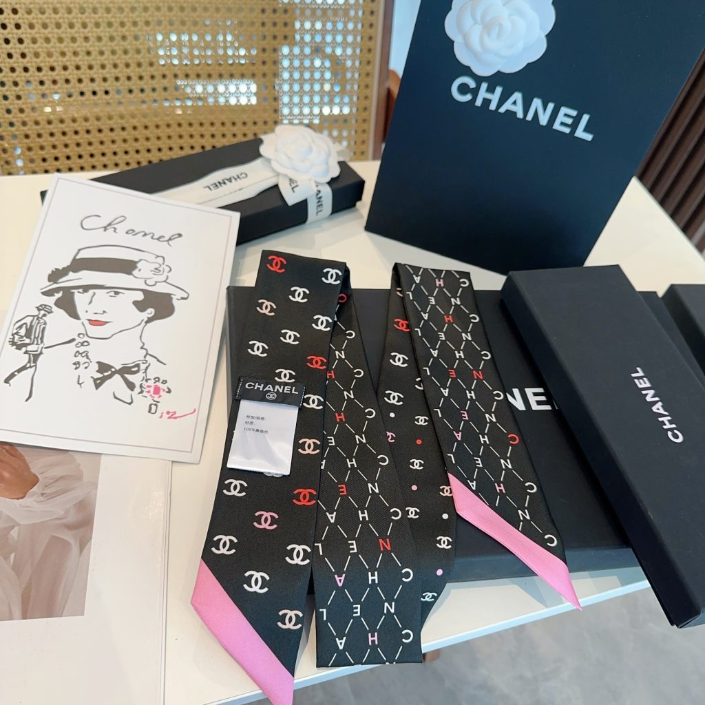 お洒落　シャネル　CHANEL　合わせやすい　細長スカーフ　ツイリー　レディース　バッグ用スカーフ　ココマーク　多用途　3色 - 画像 7