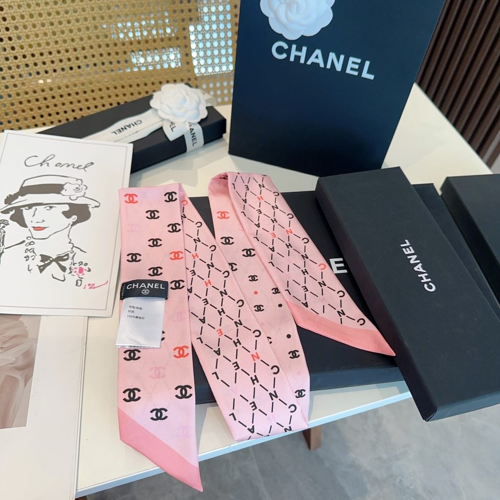 お洒落　シャネル　CHANEL　合わせやすい　細長スカーフ　ツイリー　レディース　バッグ用スカーフ　ココマーク　多用途　3色 - 画像 5