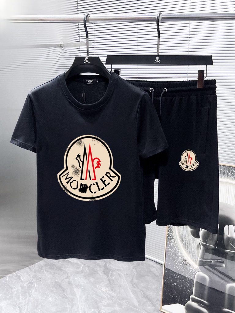 MONCLER　モンクレール　セットアップ　上下2点セットメンズ服　半袖Ｔシャツと半ズボン　ショートパンツ　カジュアルウェア　黒/白　2色 - 画像 3