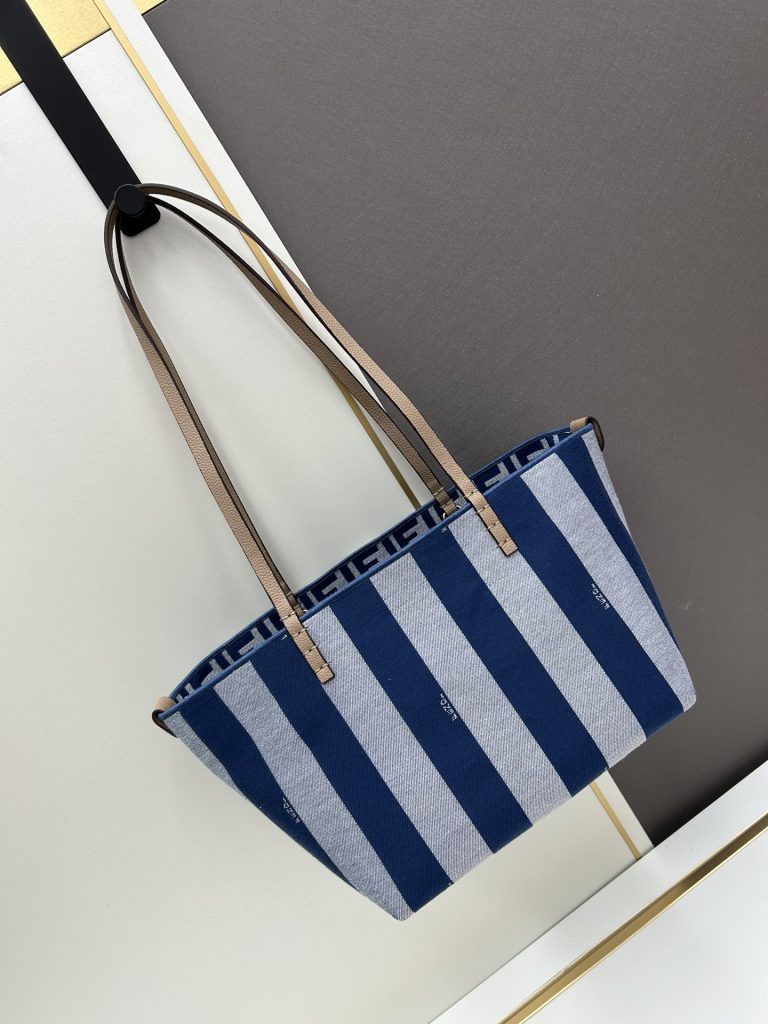フェンディ FENDI Roll small ロール スモール リバーシブルトートバッグ FFモチーフ ファブリック レディーストートバッグ ストライプ&FFロゴ - 画像 5
